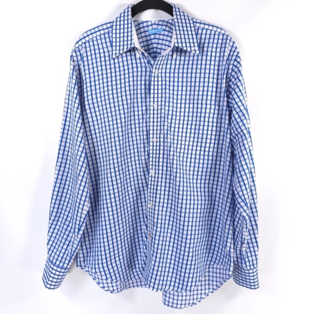 NWOT J. McLaughlin Gingham Button Down Long Sleeve Shirt Size 100% Cotton MEDIUM